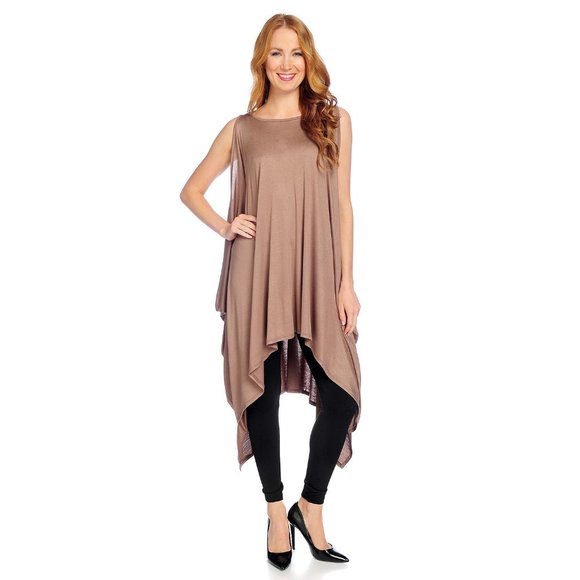 Light Sage Green Convertible Tunic Top with Cold Shoulder - Picture 4 of 8